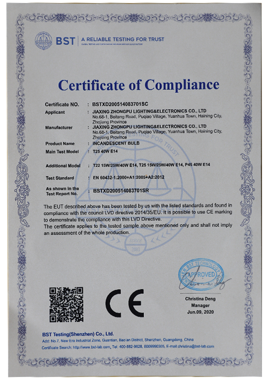 Tube lamp CE certificate2